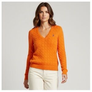 Ralph Lauren Women's V-Neck Orange Sweater